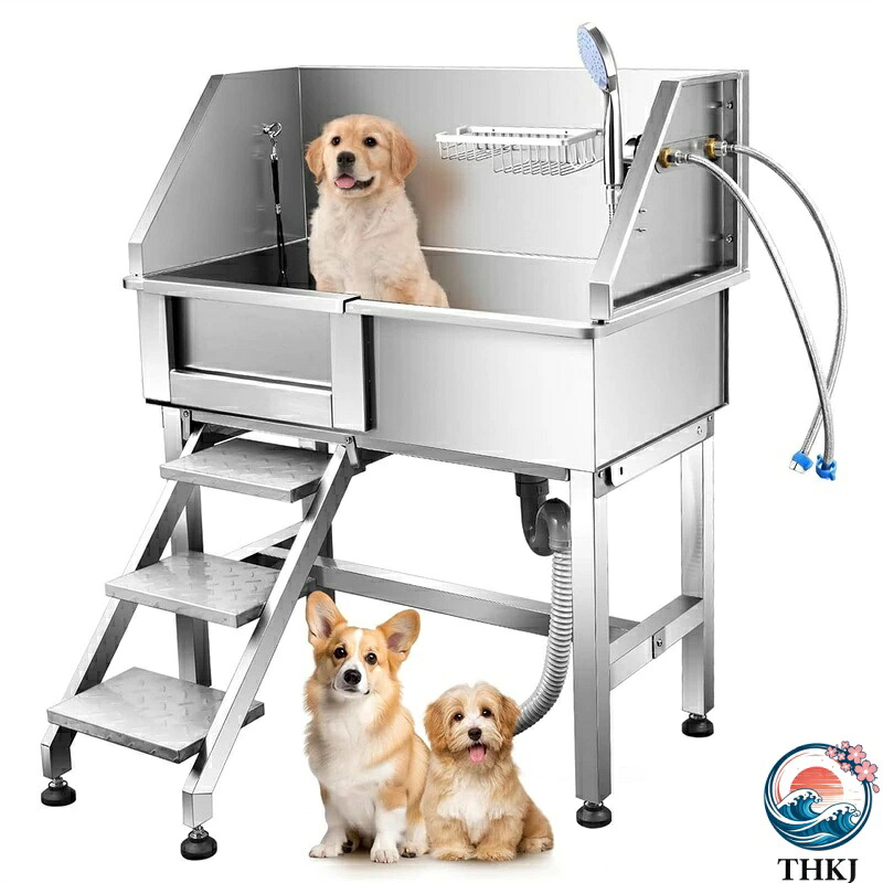 【全品5%尖んがり】ドッグバス 御勤め用 ステンレス鋼製 大型 愛玩動物二階建てバス 犬用 THKJ 猫用 湯ぶね 愛玩動物 お風呂 小型犬 中型犬 二階建てバス溜め桶 大静電容量 シャワースウィミングプール