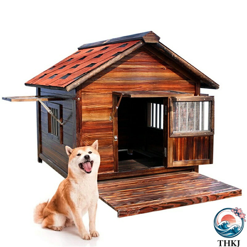 【全品5%尖んがり】犬掘ったて小屋 室外用 大型犬 木製 犬舎 中型犬 超大型犬 大屋根 THKJ 部屋の入り口付き添い人 大型室外犬掘ったて小屋 犬用棲み家 通気性 生あたたかい 全天候型 日焼打つ手 防風