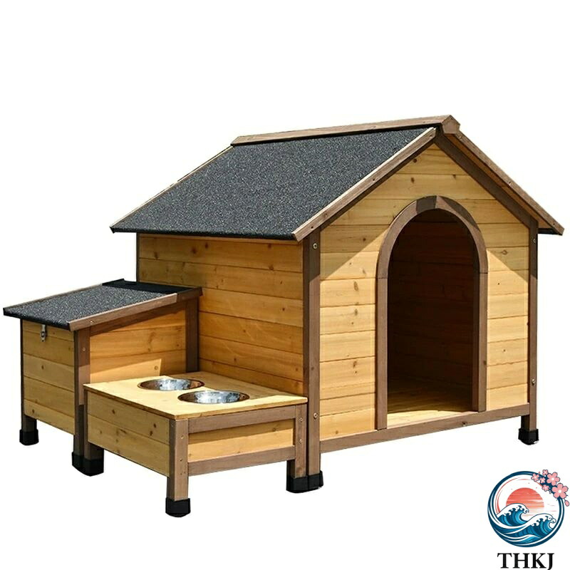 【全品5%尖んがり】大型大きさの木製犬掘ったて小屋 大型犬用の犬用クレート THKJ アスファルト大屋根のボンネットどんぶり鉢 水入れ付き添い人船室表現スタイルの高床式犬用保護施設