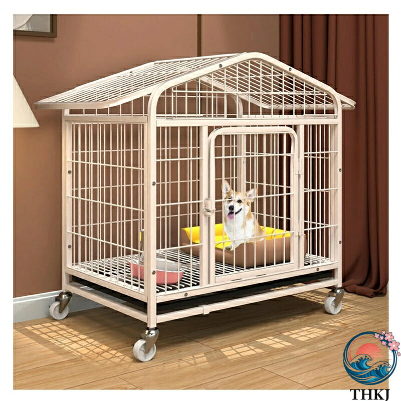 【全品2点で5%OFF】犬ケージ 屋根付き ペットケージ 小型犬/中型犬/大型犬 ドッグクレート カゴ トイレ ノイズ防止 犬用ケージ キャスター付き トレー付き 持ち運び 犬小屋 組立簡単 頑丈 室内 屋外 ウサギ 猫 ペット用品 white 25,389円