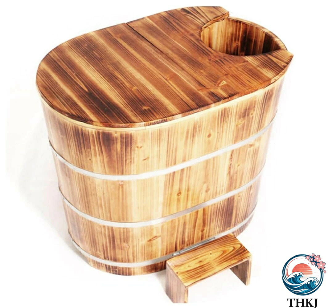 【全品2点で5%OFF】木製浴槽木製成人用浴缸木製バケツ木製バケツのメンテナンス日本風の浴槽 - 伝統的な木製浴槽 (90*60*70CM)