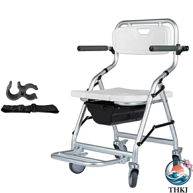 【全品5%尖んがり】車いす シャワーチェアトイレ湯ぶねポータブルベッドサイドローリング便座腰掛け THKJ 折りたたみシャワー車いす 耐久性のある室内用便器腰掛け