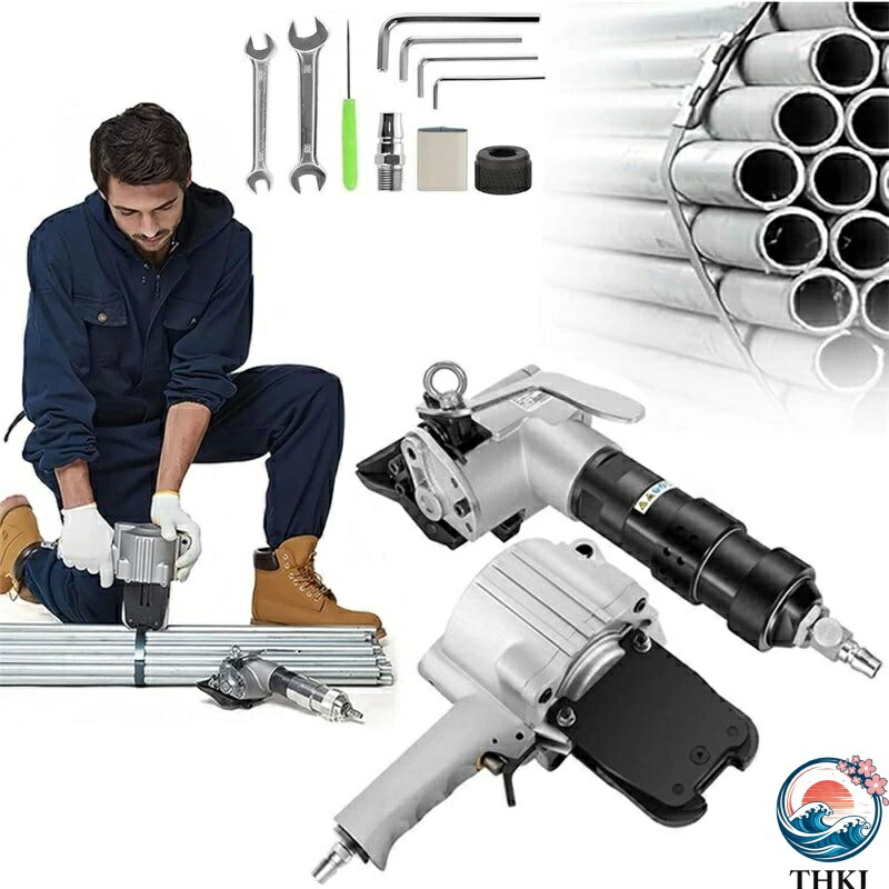 【全品2点で5%OFF】空気圧式スチールストラッピングマシン、ヘビーデューティー複合スプリットバンドツール、テンショナーとカッターシーラーを備えたポータブル金属包装機、幅19～32mmの金属ベルト用(25mm) 32,722円