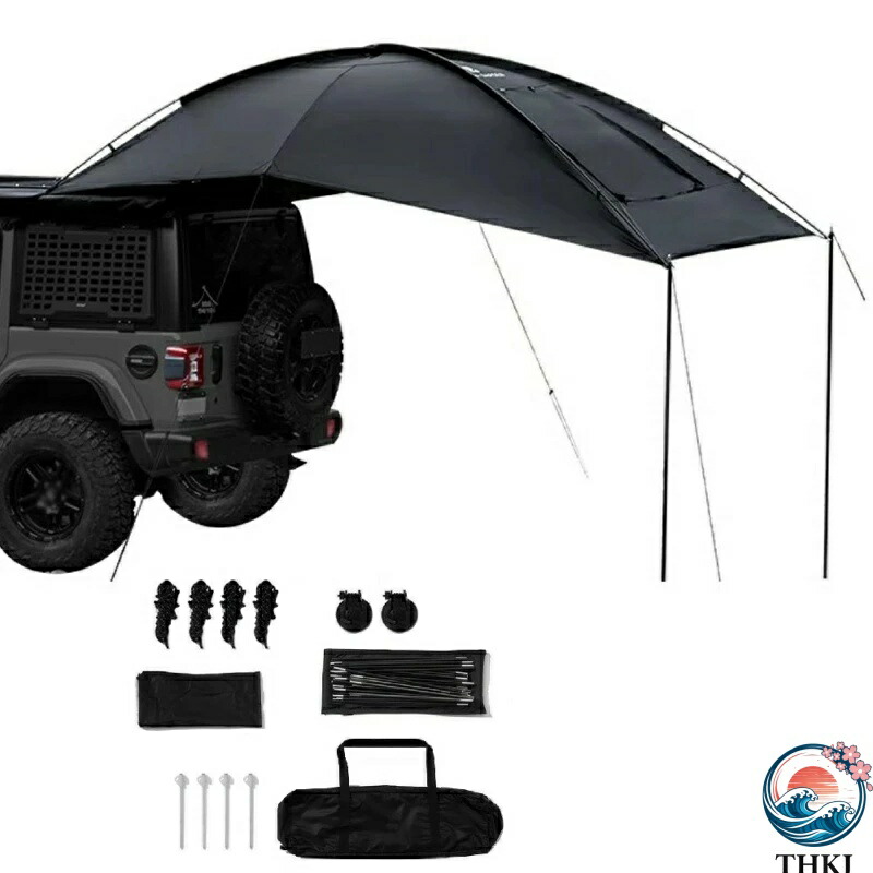 【全品2点で5%OFF】カーオーニング 車 タープ カーサイドテント 車用オーニング THKJ テールゲートテント SUV用 190Tポリエステル生地 耐裂性 UV50+保護 \u0026