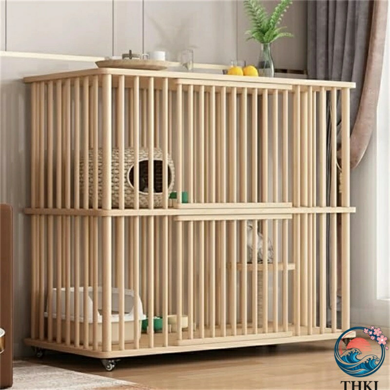 【全品2点で5%OFF】猫用ケージ 大型 猫 ハウス 移動便利キャスター付 diy 大きいスペース 頑丈 室内 室外用 掃除しやすい 脱走防止 おしゃれ 猫のゲージ 室内用/子猫用ゲージ (グレー 2層)