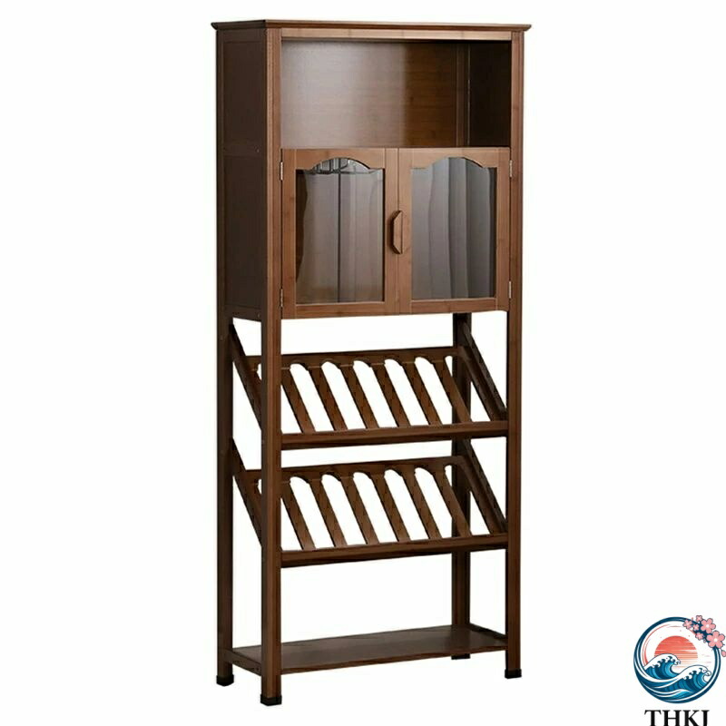 【全品5%ポイント】ワインラック お酒収納ラック ワインバーキャビネット 4段 5段 竹製 ホルダー 大容量 酒類貯蔵ロッカー 自立式ワインラック おしゃれ｜PDA shop
