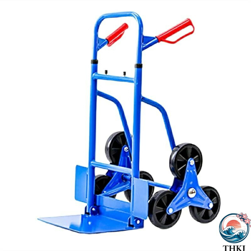 【全品2点で5%OFF】台車 キャリーカート 階段 折りたたみ 階段登れる台車 6輪 耐荷重200kg 静音ゴム車輪 高さ調節 固定ロープ付 カート 荷物運搬 ハンドトラック 運搬用具 手押し 多機能 業務用 引越し 釣り アウトドア (ブルー(大きい 耐荷重300kg)
