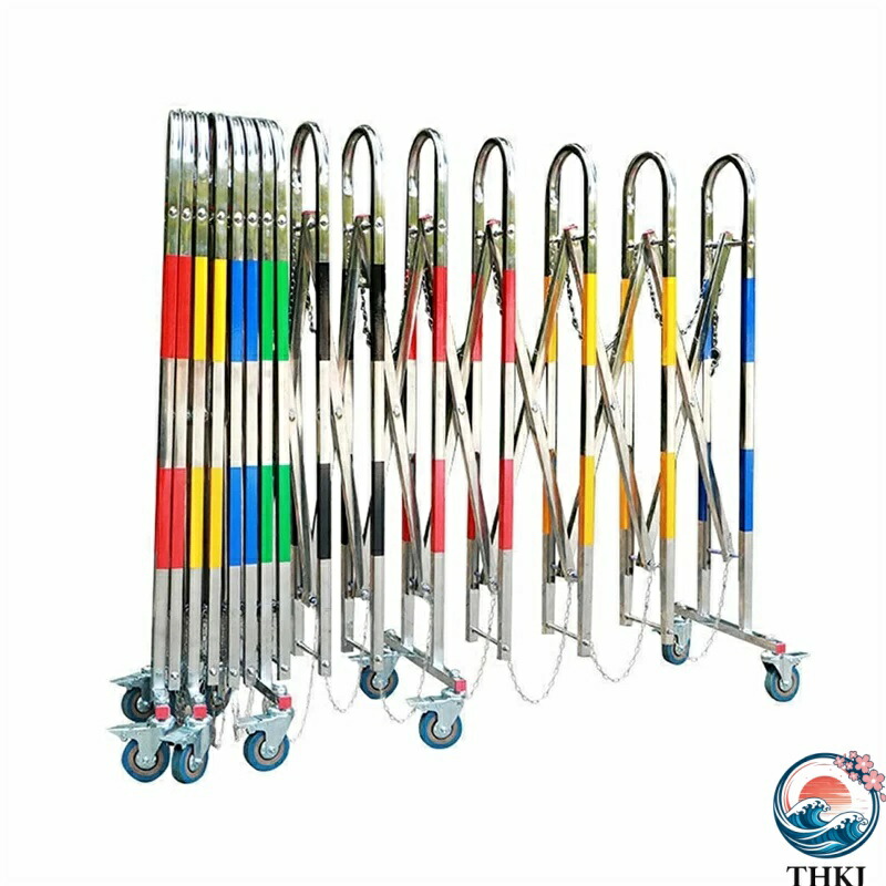 【全品2点で5%OFF】フェンス 柵 屋外 ステンレス鋼 伸縮フェンス キャスター付き THKJ ガードレール 門扉 駐車場 ガレージ 工事 庭作り 遊び場 侵入防止