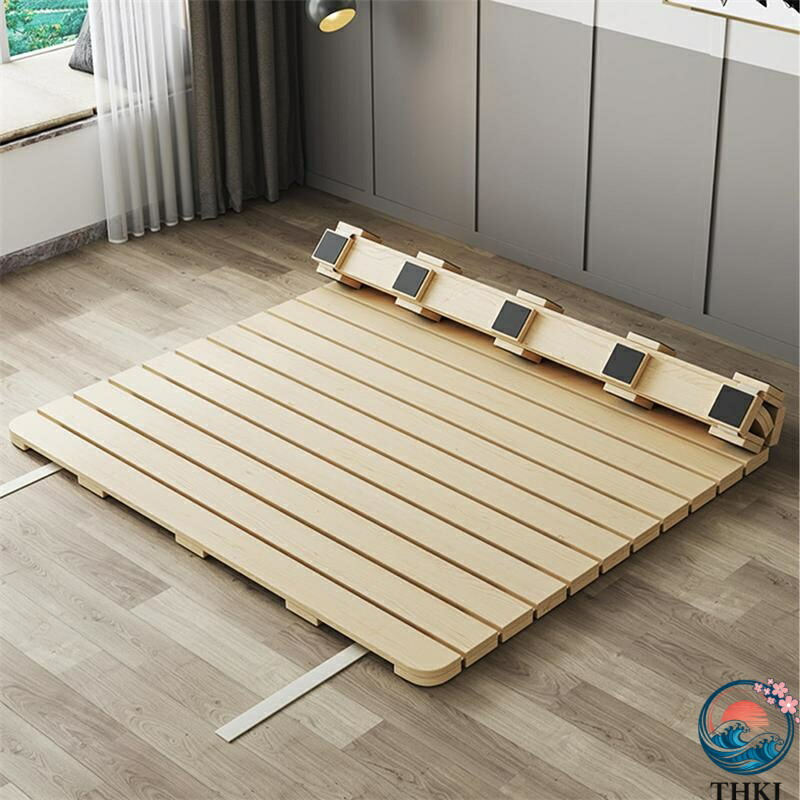 【全品2点で5%OFF】すのこ ベッド シングル 折りたたみベッド 布団の下に敷く THKJ 頑丈 天然木 ロール式 ベッドフレーム 通気性 滑り止め付き ロール