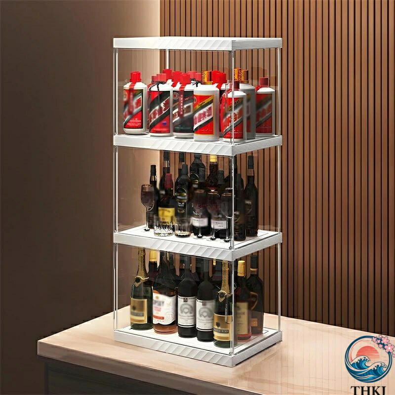 【全品5%尖んがり】ウィスキー 棚 酒棚 見せびらかす 納める 4面澄み切ったひな型 多層納める THKJ 朦々たるのPP原材料 密閉型 防塵 防湿 酒仕合わせ ワインバーキャビネット 飾り気の無いDIY精神的な統合