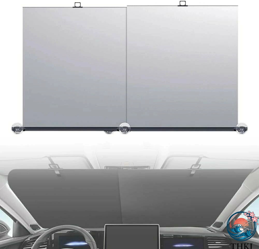 【全品2点で5%OFF】ロール式 サンシェード 車用サンシェード 自動ロール フロントシェード 自動収縮 吸盤 幅調整可能 フロントカバー 車サンシェード 遮光 断熱 車中泊 紫外線 暑さ対策 汎用 多車種適応 収納便利 1 pair 4,928円