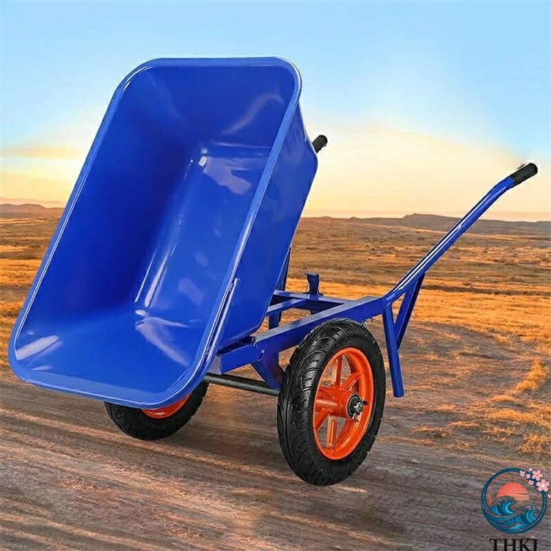 【全品2点で5%OFF】リヤカー ガーデンリヤカー ダンプカート 深型 2輪 大容量120L THKJ スチール製 ダンプ機能付き農業 果樹園 建設現場 輸送用 組み立て簡単