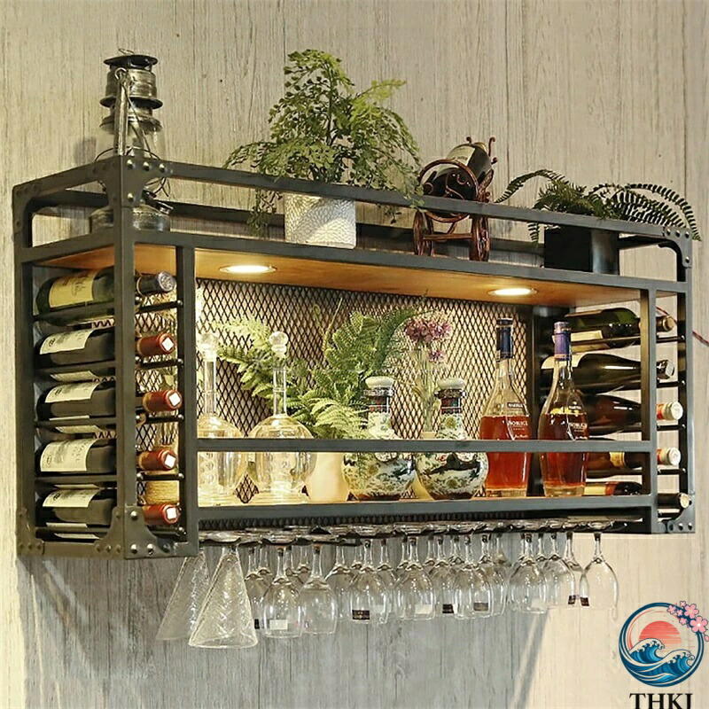 【全品5%尖んがり】飾りものぶどう酒仕合わせ 飾り気の無いな壁ワインボトルグラスホルダー THKJ ぶどう酒押し込み キッチンバーユニット フローティングシェルフ