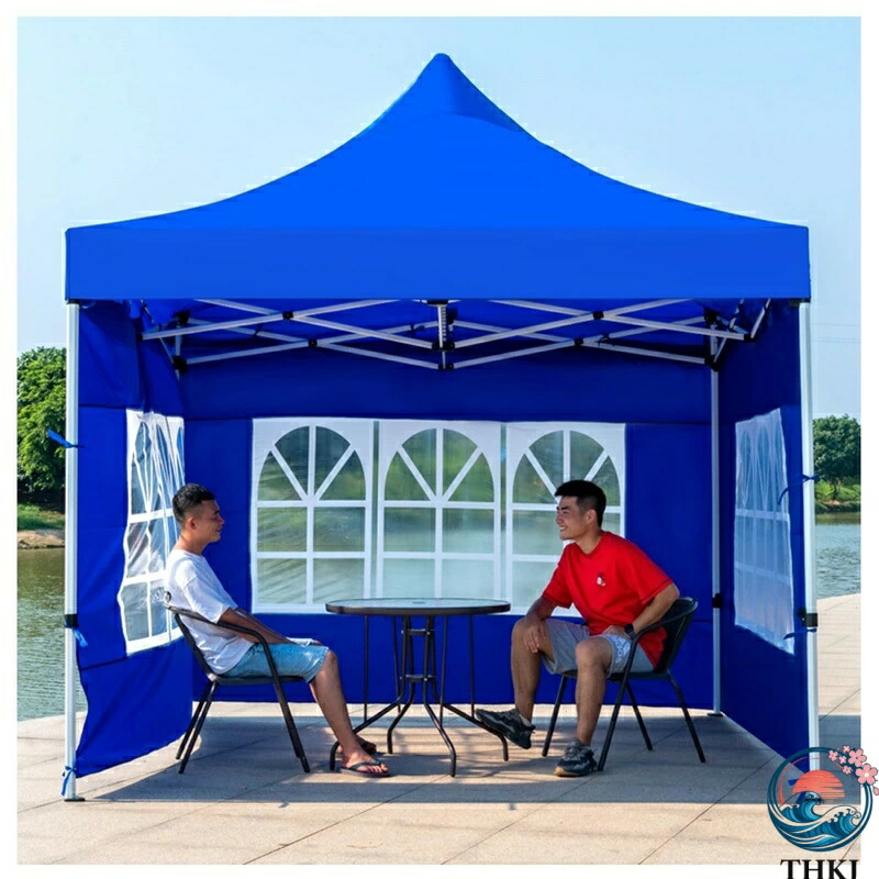 【全品2点で5%OFF】ワンタッチタープテント ポップアップキャノピー THKJ 3段階調節160-220cm UVカット サイドシート3枚 ドアシート1枚付き 耐水専用横幕 つ