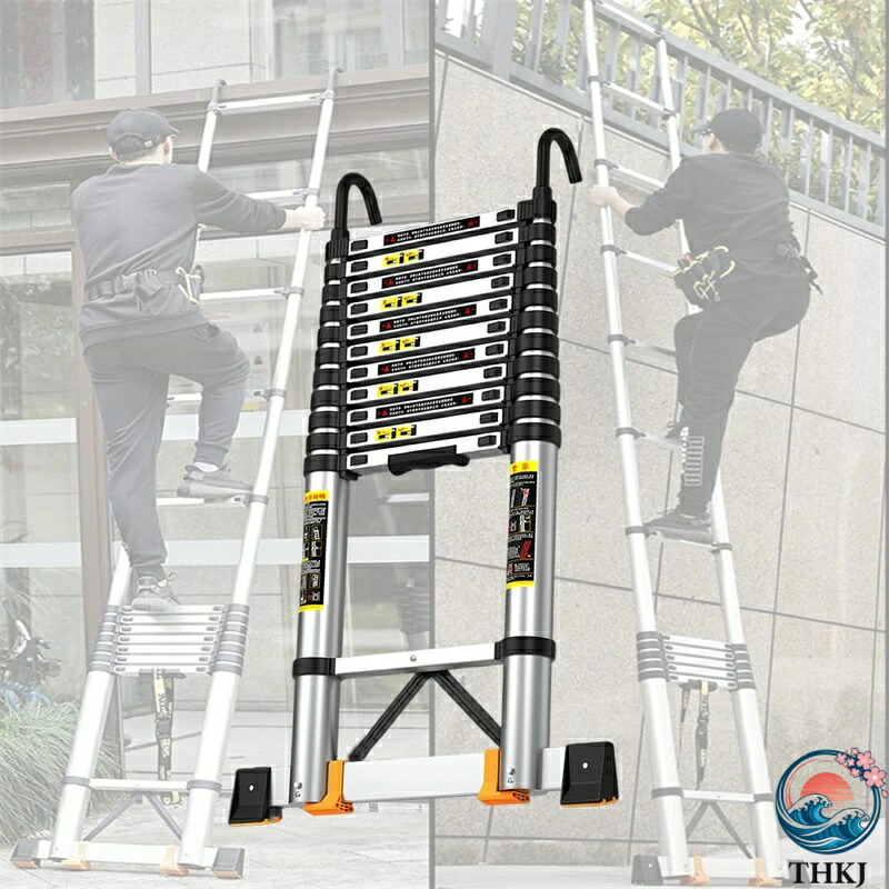 【全品2点で5%OFF】伸縮はしご 折り畳み伸縮梯子 フック付き 最大高さ 2.7/3.5/3.9/4.7/5.1M 耐荷重150kg スライド式 折りたたみ アルミ製 安全ロック コンパクト 多機能アルミはしご 持ち運びに便利 軽量 室内 屋外 両用 20,879円