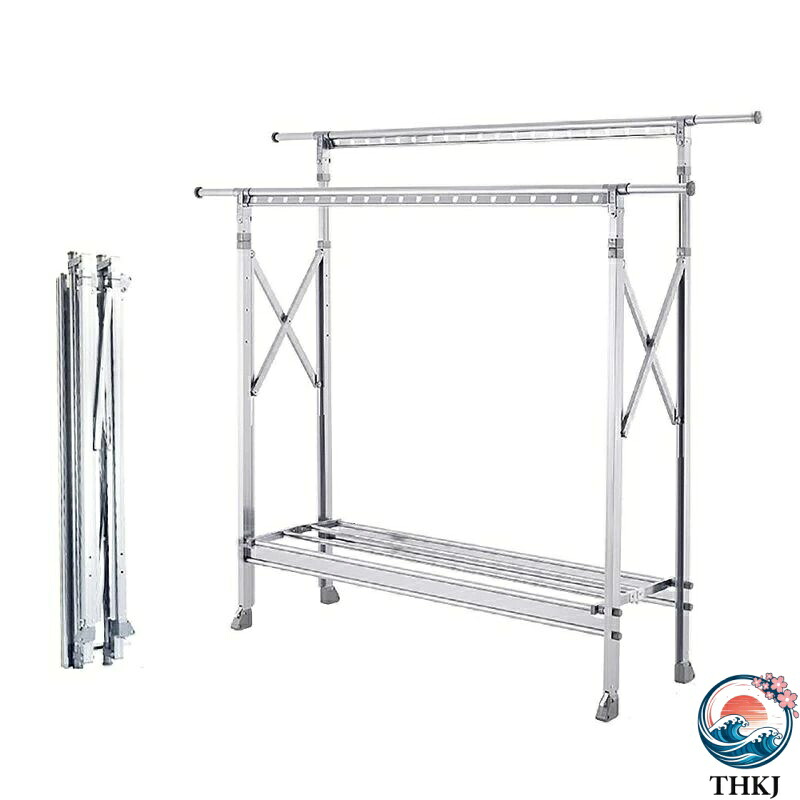 【全品5%ポイント】物干し台 物干しラック 伸縮式多機能布干し 耐荷重200kg アルミニウム合金 錆びない 折り畳み 組み立ていらず 長 144~255cm 人気|PDA shop