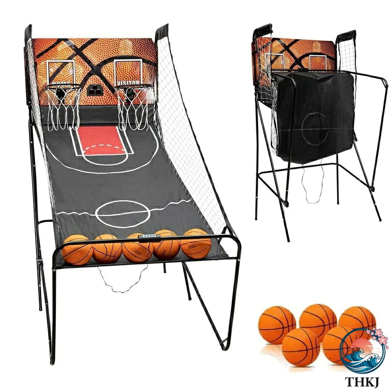 【全品2点で5%OFF】バスケットボール アーケードゲーム 電子スコアボード付き バスケットボールシューティングゲーム 屋内バスケットボールフープ ダブルフープ バスケットゴール 電子バスケットボールゲーム 折りたたみ式 5バスケットボール 子供、大人用