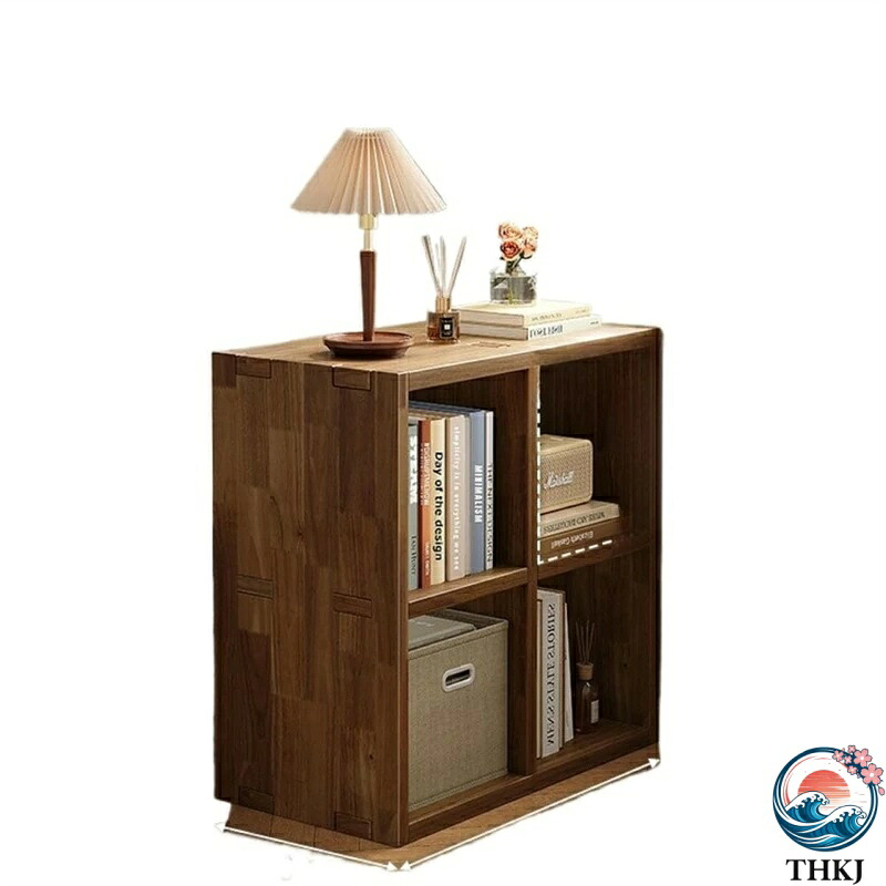 【全品2点で5%OFF】天然木 本棚 フロアスタンド 低キャビネット 収納キャビネット リビング 家庭用 格子 セット 収納 壁付け おしゃれ