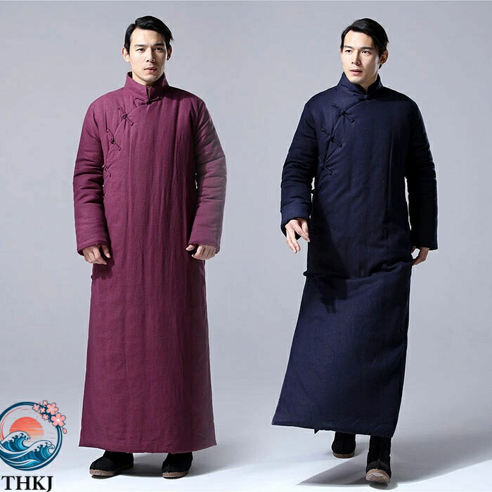 【全品5%尖んがり】瀬戸もの服 中華服 メンズ 成人男性用 中綿 冬服 アウター 防寒着 膝下 秋冬 瀬戸もの名取り草 中華風 トップス ロング丈 長袖 アウター 厚地の外套