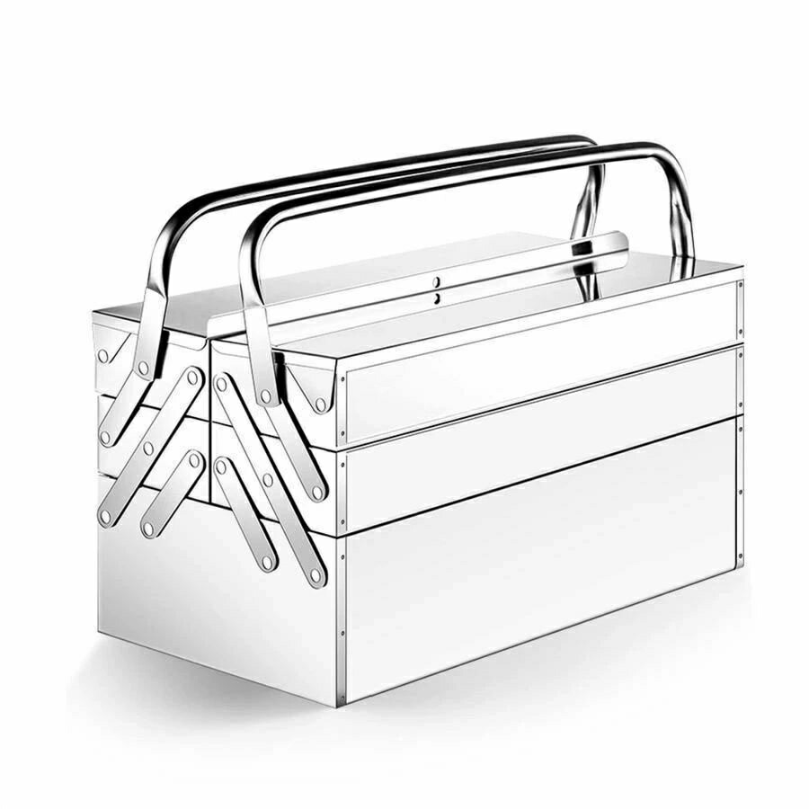 【全品2点で5%OFF】工具箱 ツールボックス、ポータブル2/3段ツールボックス、メタルロック付きステンレススチールストレージツールボックスオーガナイザー、高耐久スチールツー