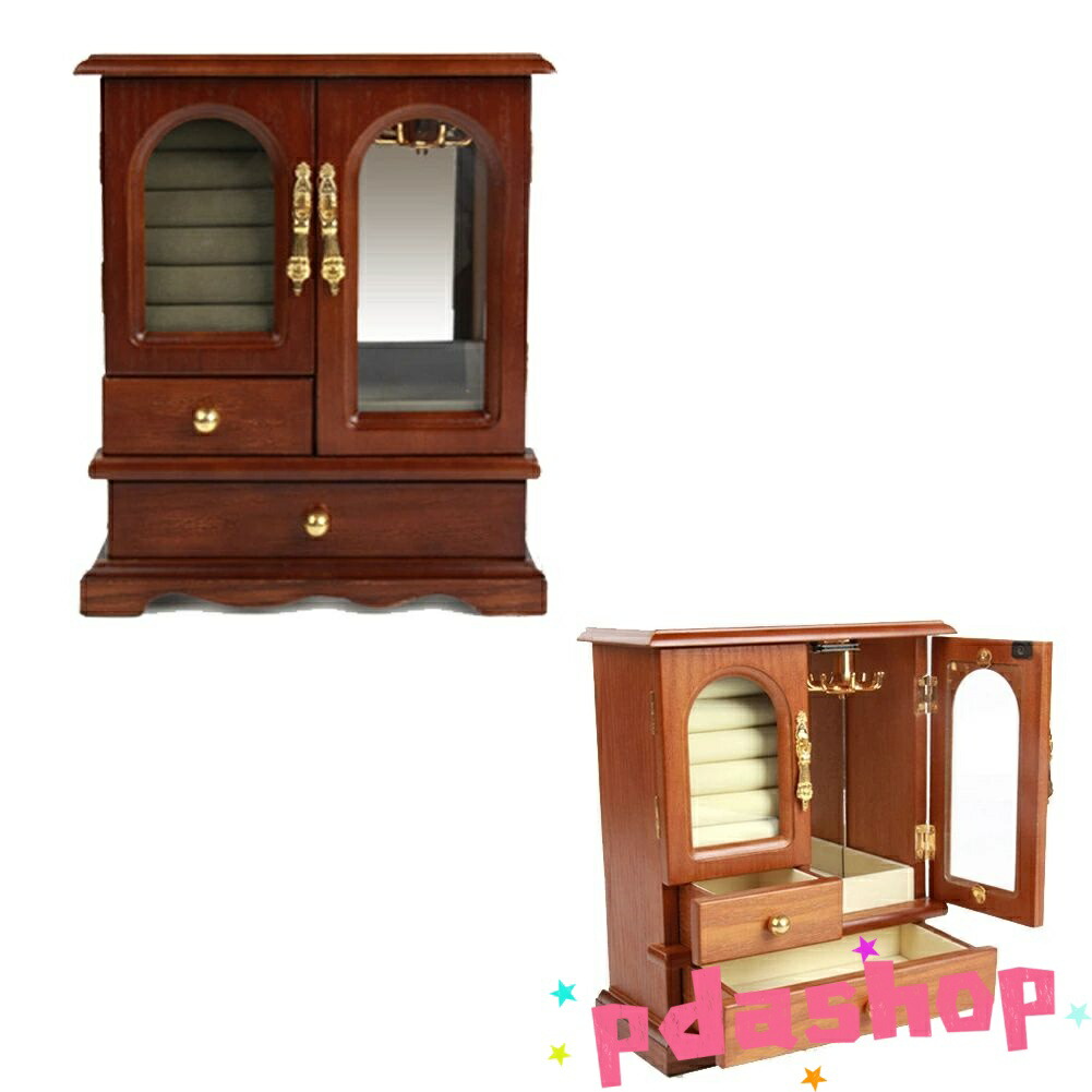 【全品2点で5%OFF】小さなクローゼット ジュエリーボックス 木製 大容量 指輪 ネックレス 収納 ジュエリー ダークブラウン/ブラウン クローゼット 小さい ギフト 贈り