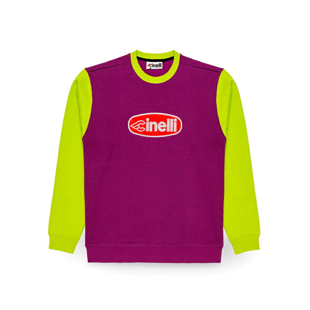 【堅苦しさバス発着場】チネリ CREWNECK OVAL パープル＆緑であること 労働者の一団素っ首 読み込む自動自転車 銀輪 イタリア製 ご申しつける突き止める後即日送りとどける