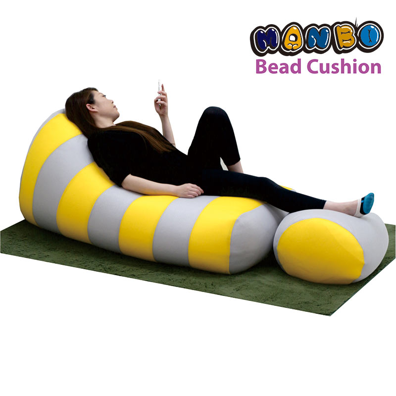 ボーダー柄 ビーズ クッション 2点セット 軽量 硬め メッシュ 伸びない サンドイッチ素材 イエロー グレー ツートン 可愛い 大きい 特大 洗える 清潔 背もたれ 座椅子 枕 足置き スツール ごろ寝 昼寝 発泡ビーズ入り ビーズ補充可能 大きめ カラフル ポップ 送料無料