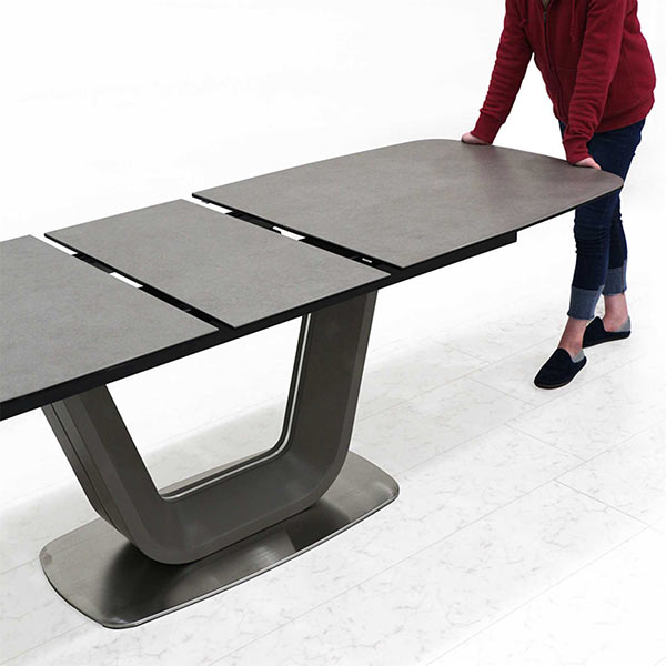 【楽天市場】セラミック テーブル 伸長式 ダイニングテーブル 幅180～220cm 伸縮可能 伸張式 グレー 伸長テーブル 強化ガラス