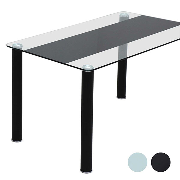 清潔感のある強化ガラス天板にセンターラインを入れたダイニングテーブル ダイニングテーブル モダン ダイニングテーブル テーブルのみ モノトーンインテリア ガラステーブル 強化ガラス ホワイト ブラック 黒 選べる2色 モノトーンインテリア モダン 単体 白
