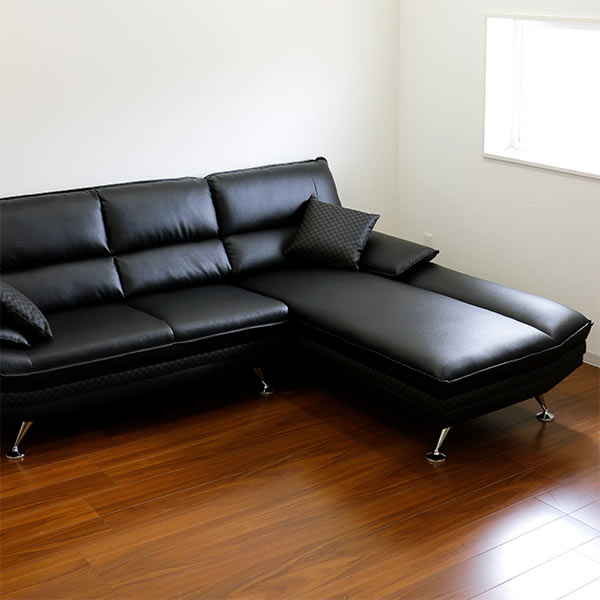 I Hang Three People For Couch Sofa Corner Sofas And Take Black 240cm In Width 大型黒合成皮革合皮 Modishness Shin Pull