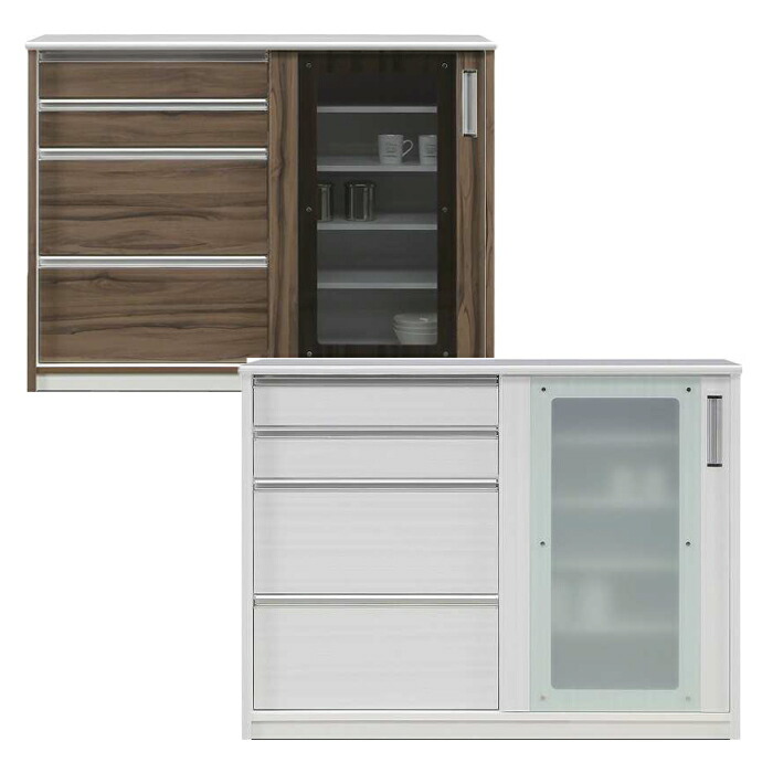 キッチンカウンター カウンターワゴン 楽天スーパーセール 引戸 奥行50cm 選べる2色 ブラウン ホワイト 高さ105cm 幅140cm ハイカウンター キッチンカウンター 国産 スライド棚 送料無料 完成品 北欧 シンプル モダン おしゃれ 木製 食器棚 収納 キッチン 間仕切り