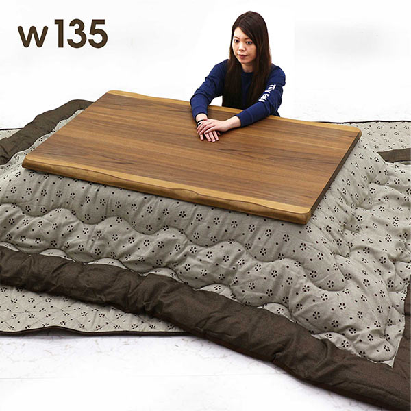 こたつセット 3点 和風 幅135cm こたつテーブル こたつ布団 3点セット ブラウン 135幅 135×85 継ぎ脚 高さ調節 掛け布団 敷き布団 布団セット 天然木 ウォールナット材 炬燵 コタツ 座卓 長方形 木製 送料無料