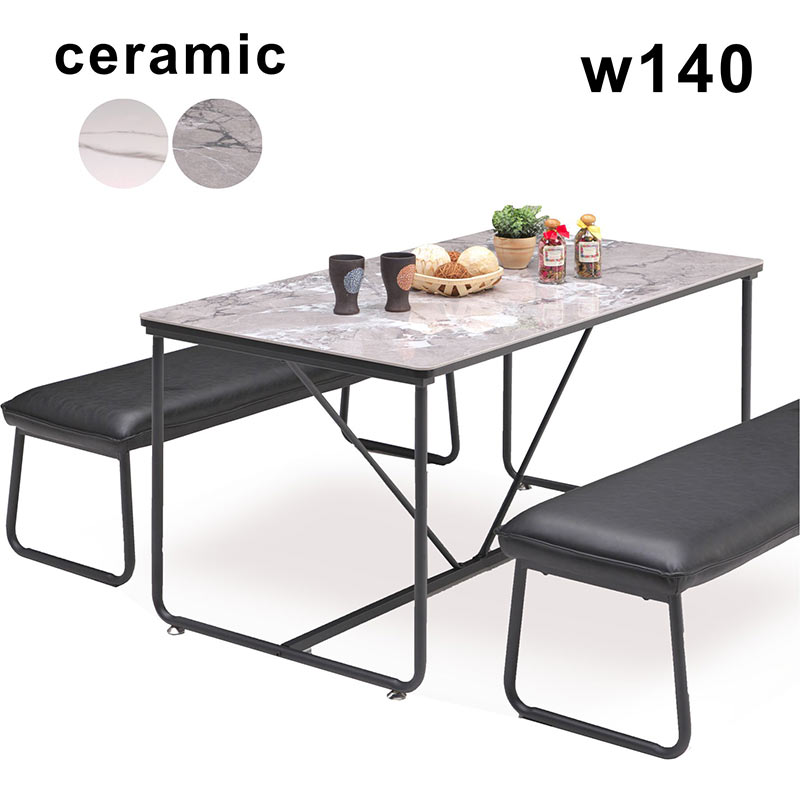 楽天市場】セラミック ダイニングテーブル セット 4人 ベンチ 白