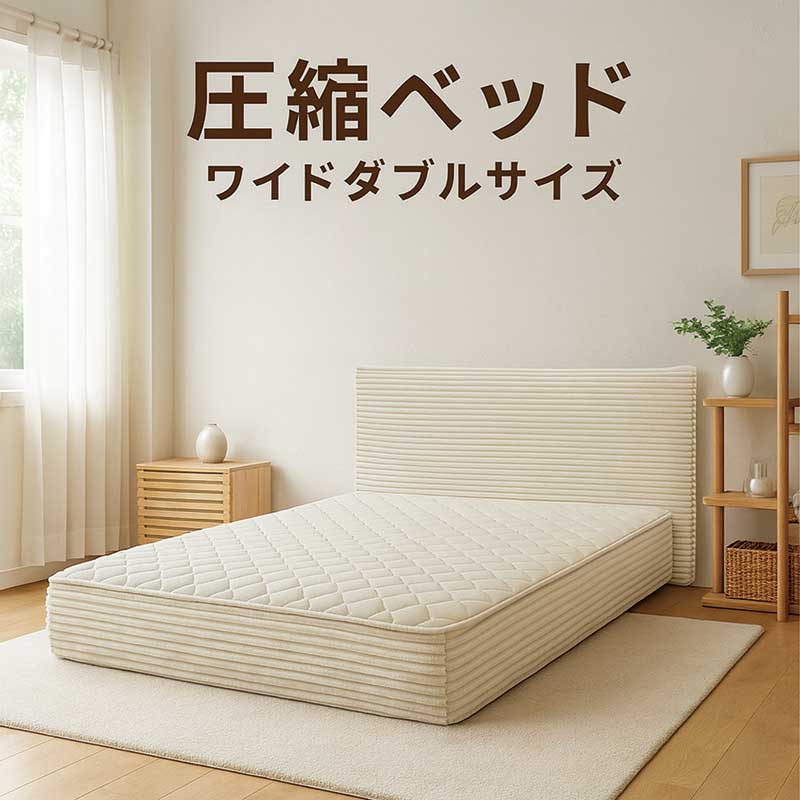 【マラソン期間中全品ポイント10倍】圧縮ベッド ワイドダブル 北欧スタイル ベッドフレーム ナチュラル×コーデュロイ調 シンプル おしゃれ 搬入簡単 省スペース WDサイズ 組立簡単 快適寝心地 一人暮らし 新生活