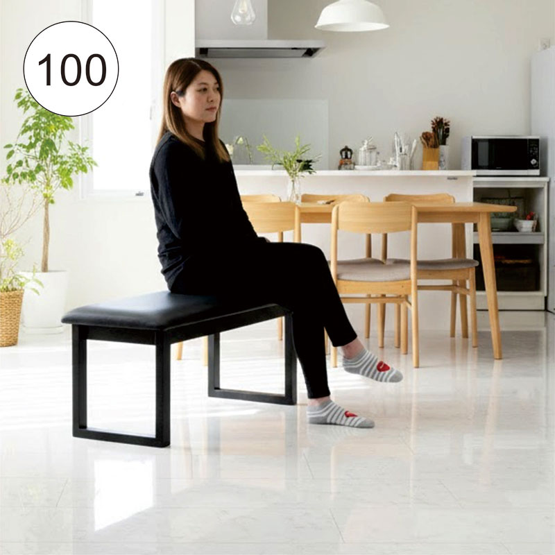 楽天市場】ダイニング ベンチチェア 2人 100cm 黒 木製 ベンチ