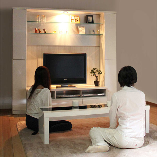 【楽天市場】大型 ハイタイプ テレビ台 テレビボード 幅190cm 鏡面 led ダウンライト付き 白 ホワイト 壁面収納 収納 引き出し