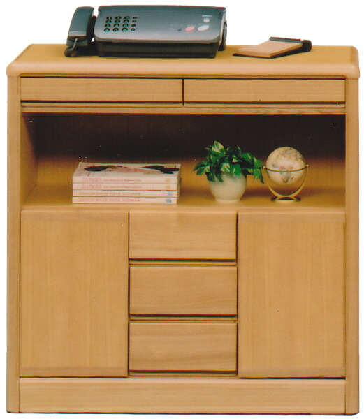 【マラソン期間中全品ポイント10倍】完成品 電話台 ファックス台 幅90cm ナチュラル FAX台 プリンター 背面化粧仕上げ コード穴付き オープンタイプ タモ材 天然木 シンプル リビング収納 送料無料