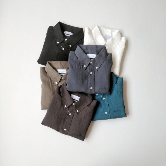 【 メール便 】Manual Alphabet マニュアル アルファベット LINEN CANVAS BUTTON DOWN SHIRT ボタンダウンシャツ　シャツ　トップス　メンズ　レディース　ベーシック