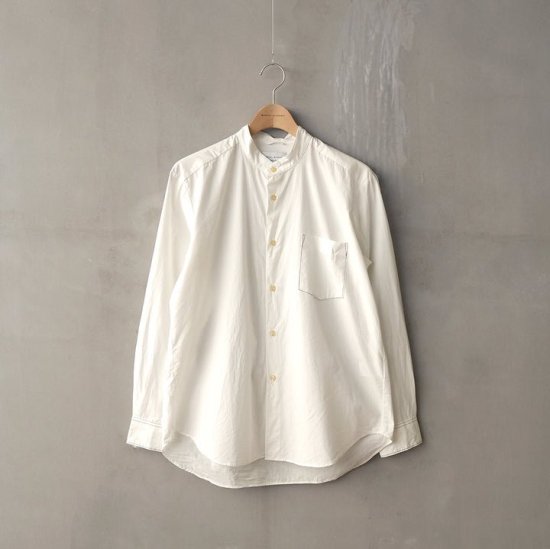 Manual Alphabet ハウツー物 英字BAND COLLARBROAD CLOTH LOOSE FIT SHIRTプルオーバー メンズ レディース