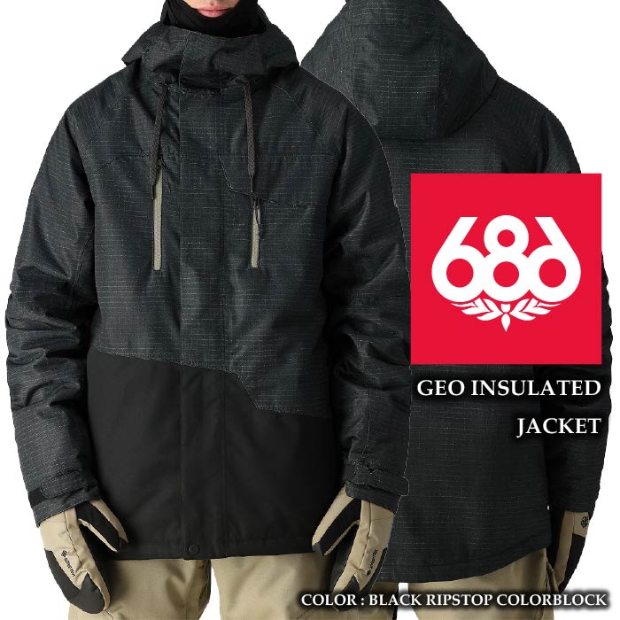 2024-25 686 GEO INSULATED JACKET Black Ripstop Colorblock シックスエイトシックス スノーボード ウェア ジャケット メンズ 24-25 2025 日本正規品