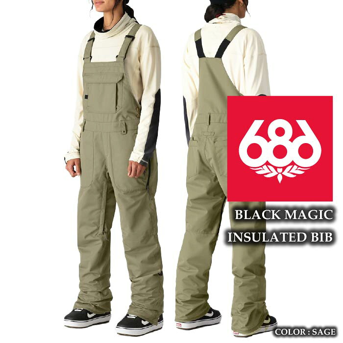 2024-25 686 BLACK MAGIC INSULATED BIB Sage シックスエイトシックス スノーボード ウェア ビブパンツ レディース 24-25 2025 日本正規品