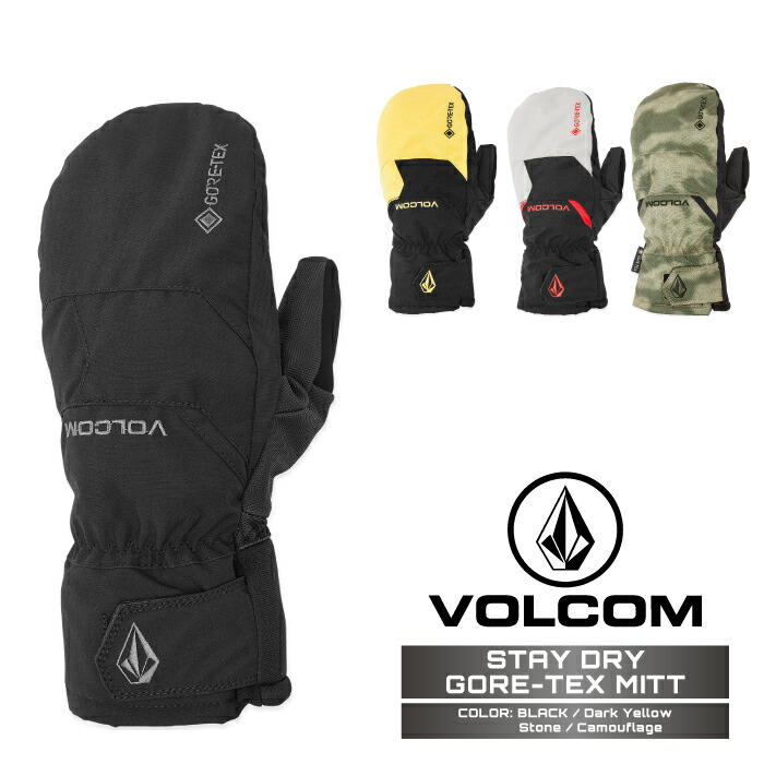 2024-25 VOLCOM STAY DRY GORE-TEX MITT Black / Dark Yellow / Stone ボルコム スノーボード スキー グローブ 手袋 メンズ レディース 24-25 2025 日本正規品画像