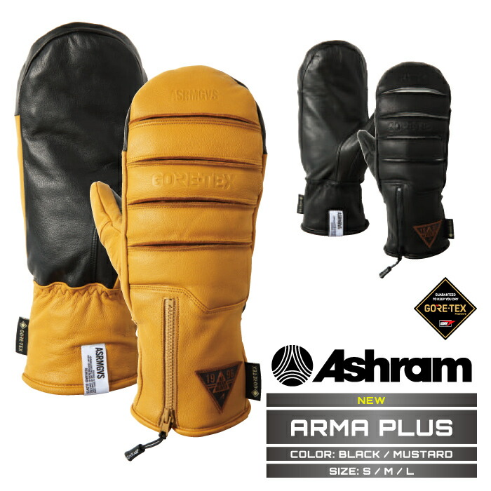 2025-26 ASHRAM ARMA PLUS Black/Mustard アシュラム アルマ プラス スノーボード グローブ GORE-TEX ゴアテックス メンズ レディース 25-26 日本正規品