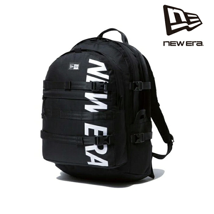 日本正規品 ニューエラ NEW ERA キャリアパック 35L プリントロゴ ブラック &times; ホワイト 14521347 かばん バッグ｜Woven