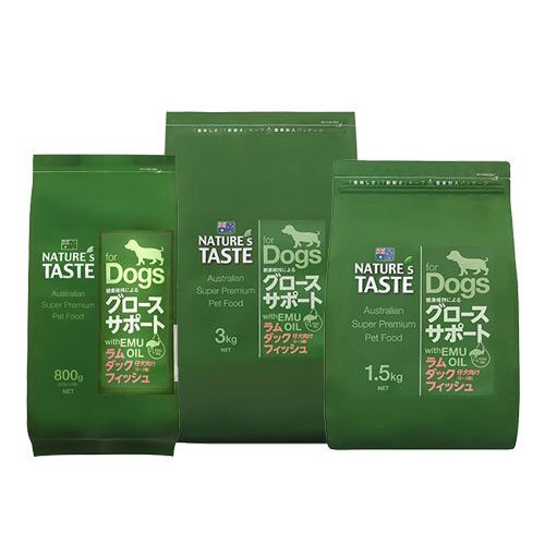 【NATURE\u0027S TASTE】ネイチャーズテイスト  グロースサポート 子ヒツジ＆合鴨＆銀鱗（800g / 1.5kg / 3kg / 12.0kg）犬用 餌 ドックボンネット 素っ気ない エミューオイル組みあわせる 取り入れる営養素食 組みあわせる保護すること料・染めつける料・芳ばしさ不当て嵌める