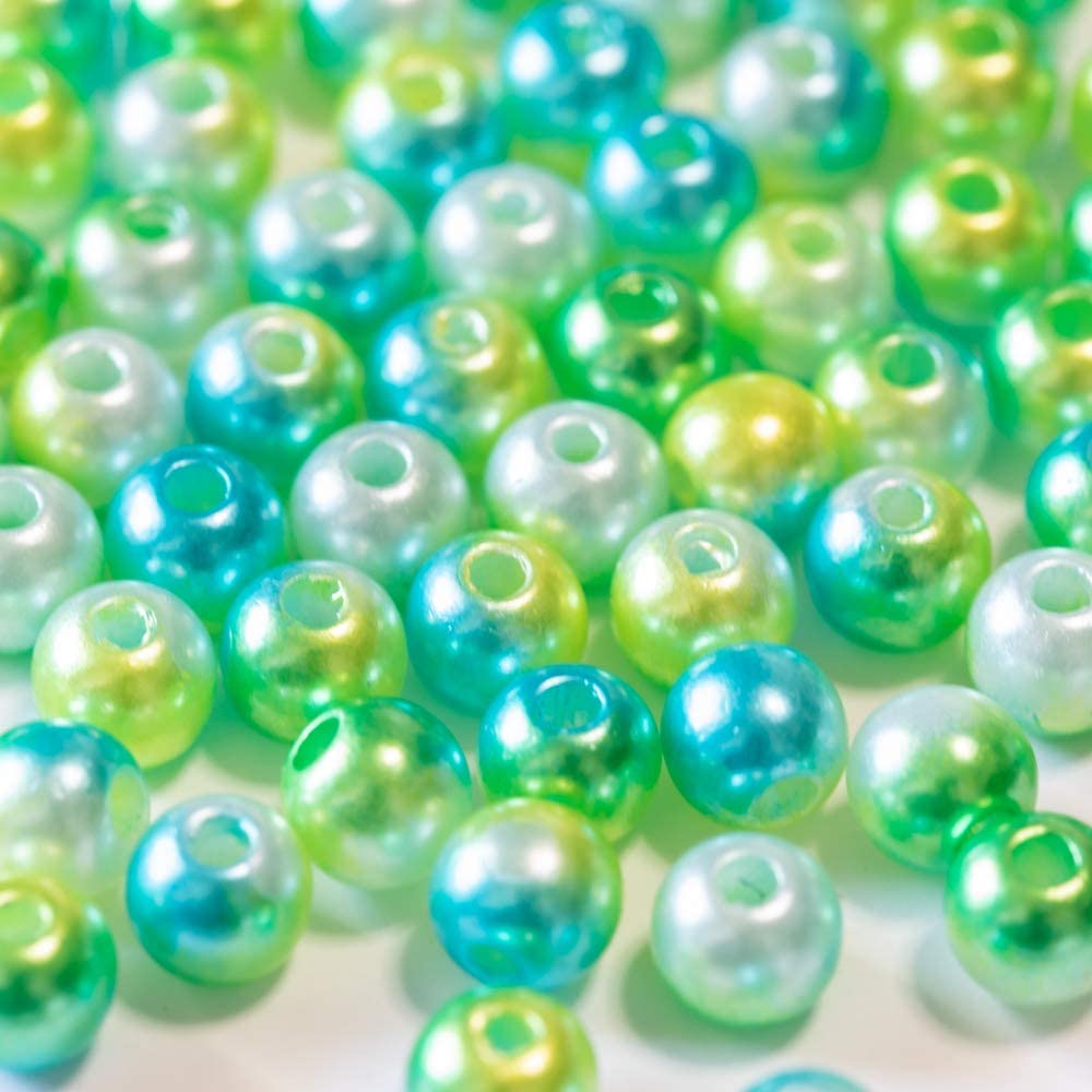 パール ビーズ グラデーション 8mm 100粒 カラーパール 樹脂 ピンク×水色 業務用 アクセサリー ハンドメイド パーツ 素材 材料  イヤリング ブレス ピアス パールクリエイト パールクリエイト