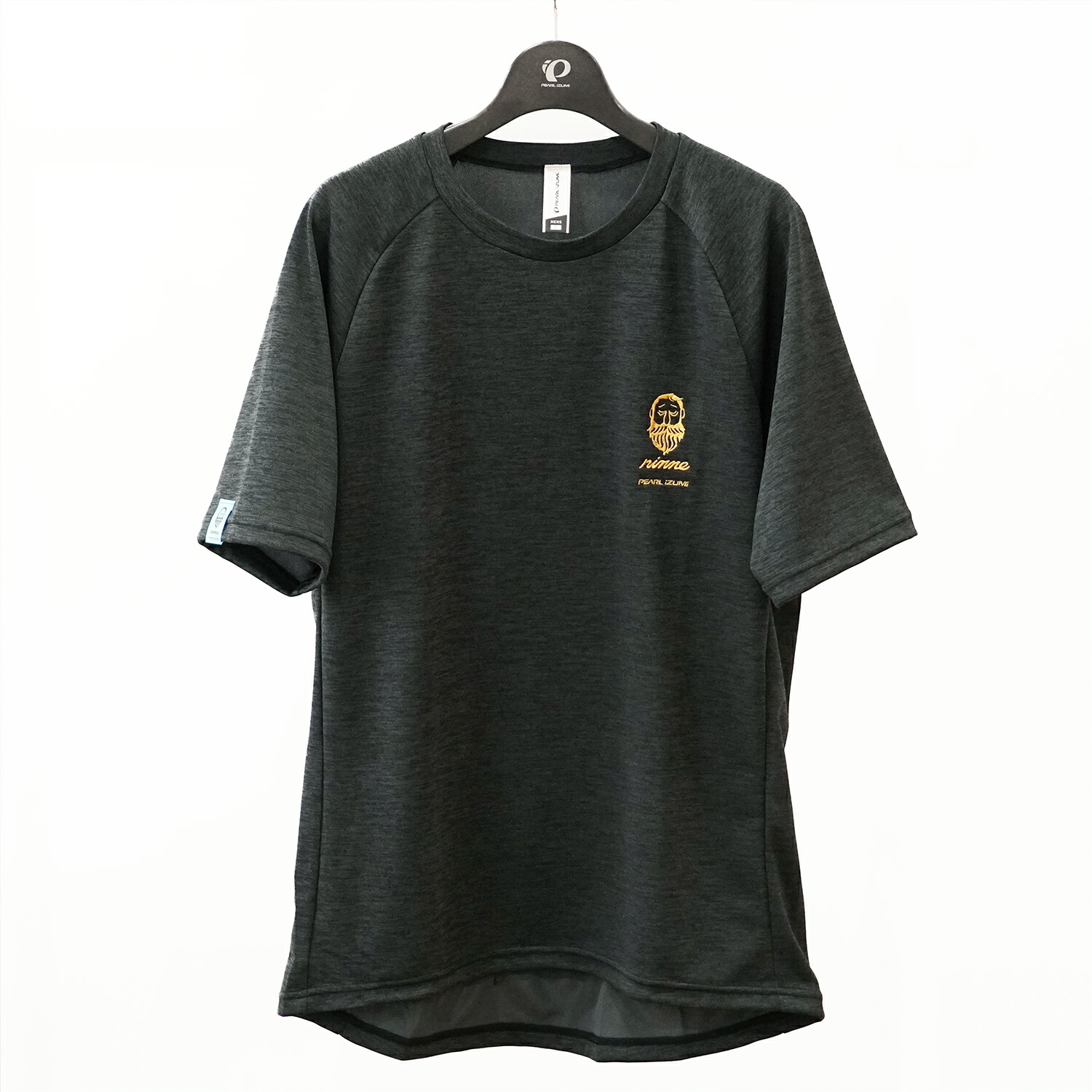 リンネ×パールイズミ 刺繍仕上げ フリージーTシャツ ダークグレー/ゴールド（バックポケット付きサイクル仕様Tシャツ）画像
