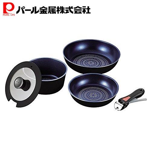 【4月19日限定全品ポイント5倍】 パール金属公式 取っ手が取れる フライパンセット 鍋 フライパン 5点セット IH対応 ブルーダイヤモンドコート マルチポット 18cm フライパン 20cm フライパン 26cm 取っ手の取れる HB-2444