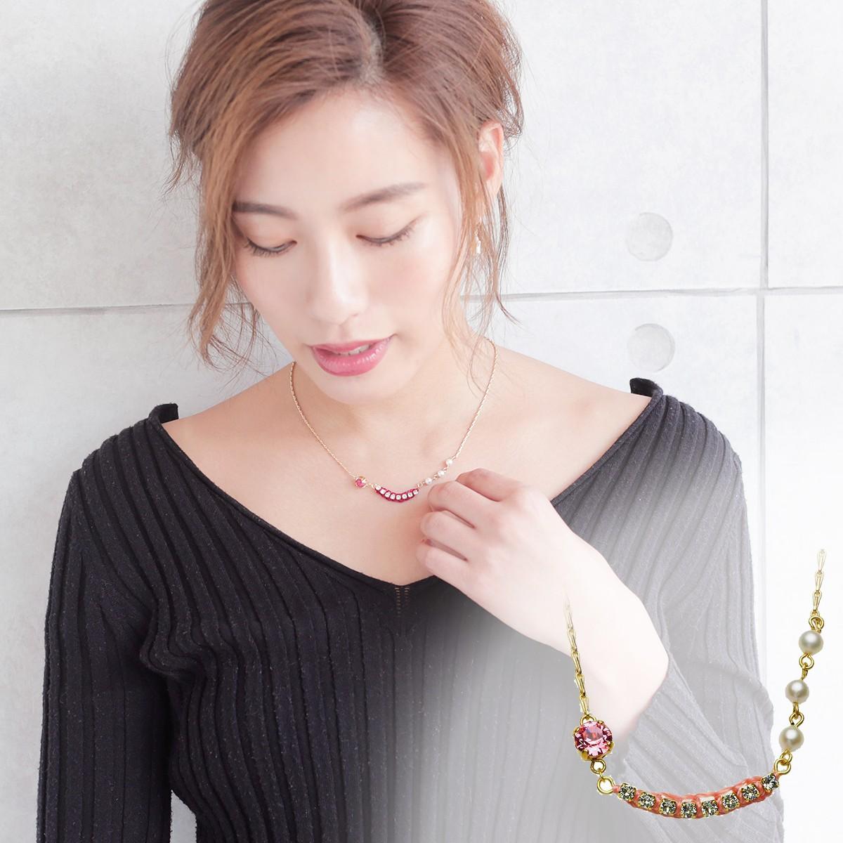 パールネックレス カジュアル SWAROVSKI アコヤ真珠 パール スワロフスキー ネックレス かわいい 4.0-4.5mm スワロ クリスタルガラス プレゼント ６月誕生石 メンズ