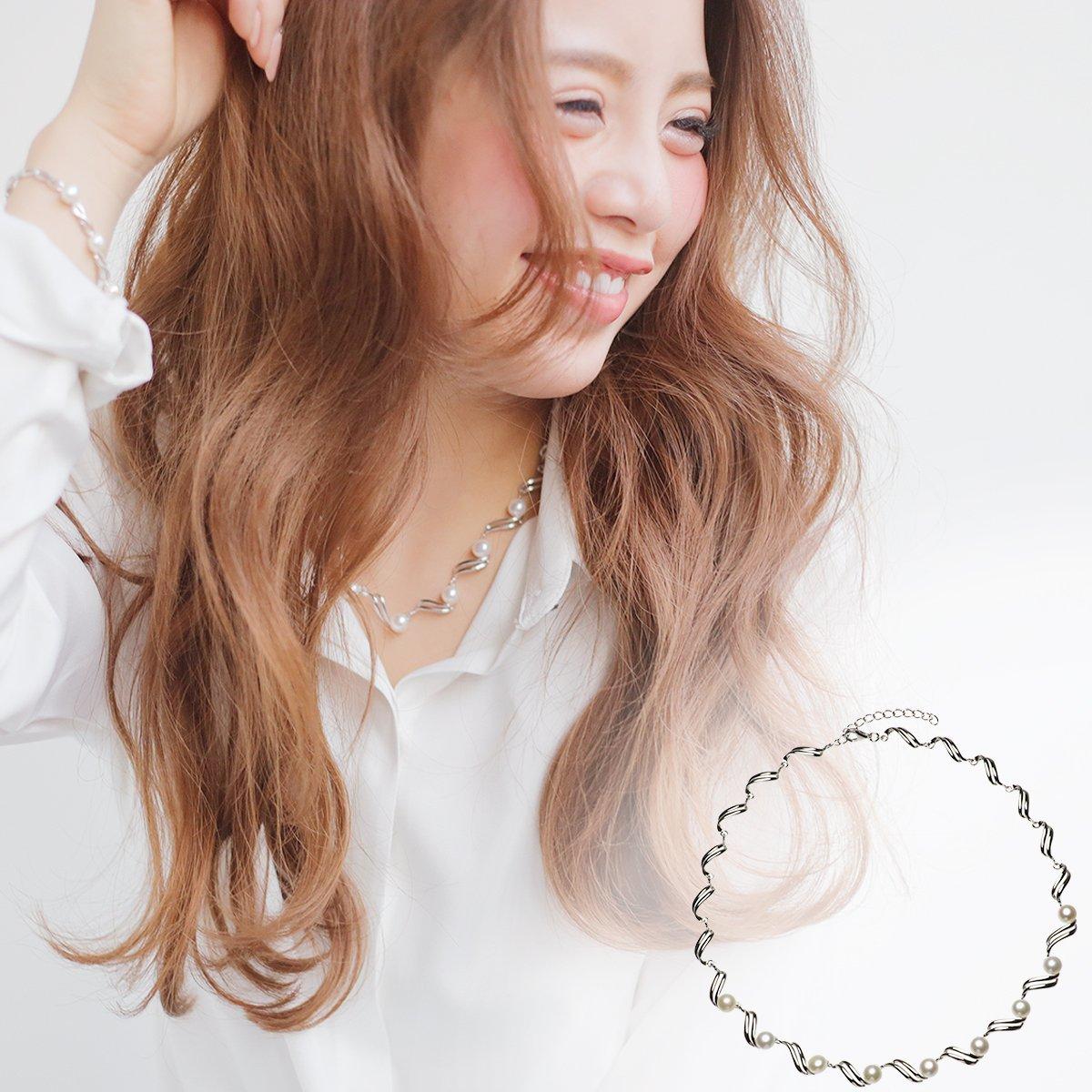 パール ネックレス 高級 淡水真珠 オリジナル デザインネックレス 約6.5-7.0mm シルバー SV925 ボタン 結婚式 冠婚葬祭 カジュアル普段使い 金属アレルギー対応|真珠専門店パールミュージック